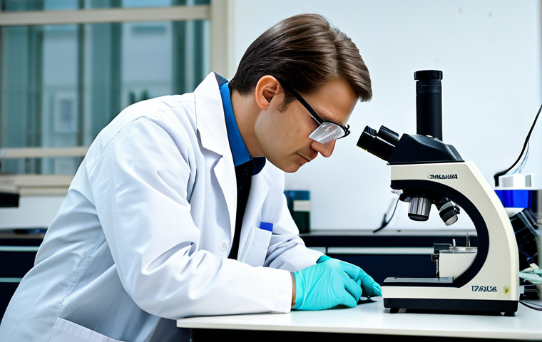**
"A skilled textile engineer, fully clothed in a professional lab coat and safety glasses, examining a new fabric sample under a microscope in a brightly lit laboratory. Modern equipment, focused detail on the textile fibers. Safe for work, appropriate content, perfect anatomy, natural proportions, professional, high quality image, modest attire. The lab has Cyrillic labels on some equipment."
**