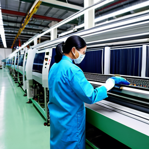 Home 27 Textile Factory Innovation**
"A brightly lit, modern textile factory, showcasing a technician in appropriate attire operating advanced machinery. The scene emphasizes eco-friendly materials and automated processes. Focus on quality control and precision. Safe for work, fully clothed, professional environment, perfect anatomy, correct proportions, high resolution, appropriate content, modest clothing."
**