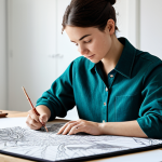 Textile Designer at Work**

A professional female textile designer in a well-lit studio, fully clothed in stylish, modest attire, sketching fabric designs with various swatches and digital design tools on her desk, appropriate content, safe for work, perfect anatomy, correct proportions, professional environment, high quality.

**