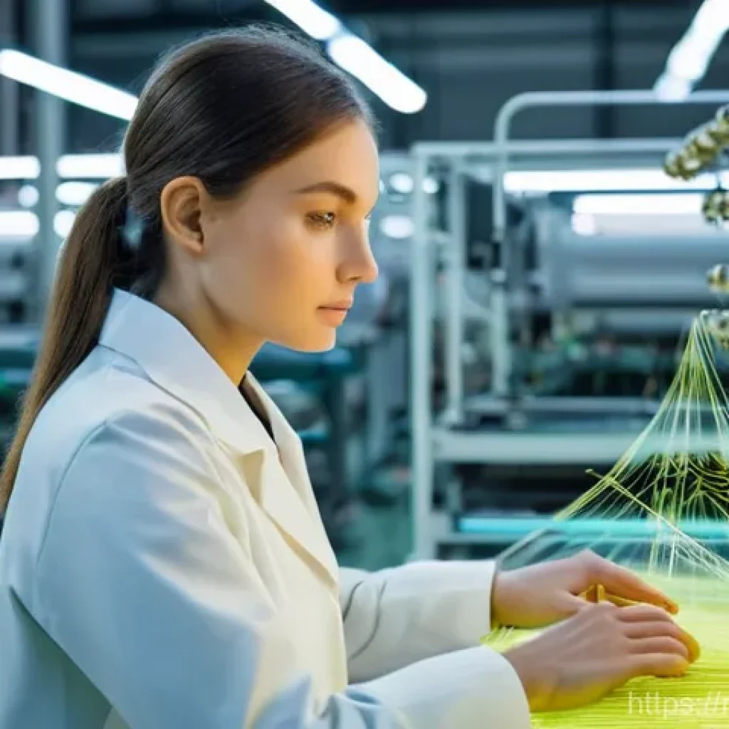 섬유기사 필기 시험 난이도 - **A modern Russian textile factory, bathed in soft, natural light, showcases cutting-edge automation...