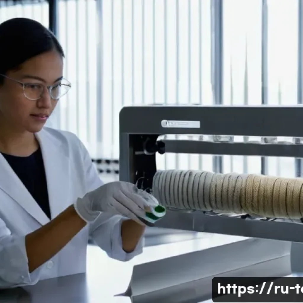 섬유기사 실기시험 대비 체크리스트 - Modern Natural Fiber Innovation Lab**
* **Prompt:** A brightly lit, clean, and modern textile res...