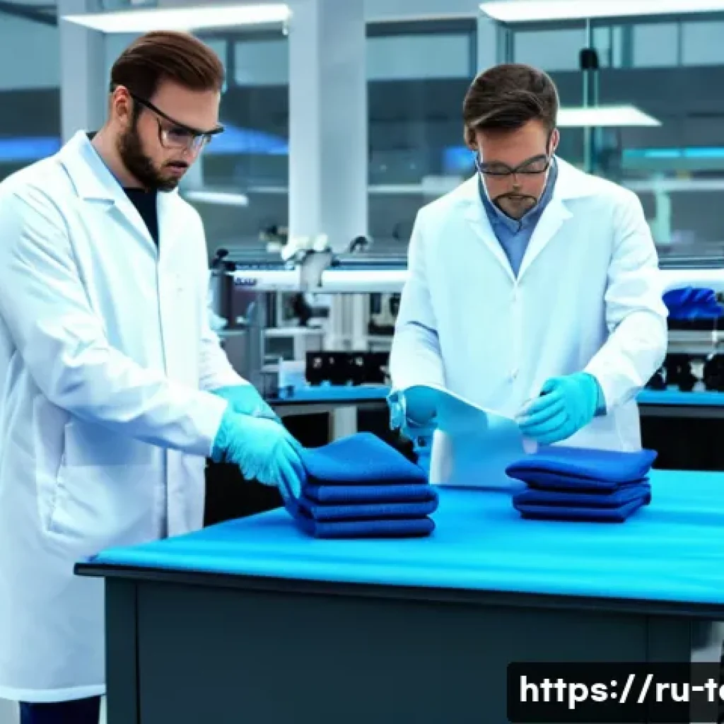 섬유기사와 산업 직무 연관성 - A high-tech textile laboratory scene showcasing innovative synthetic fibers and fabrics designed for...