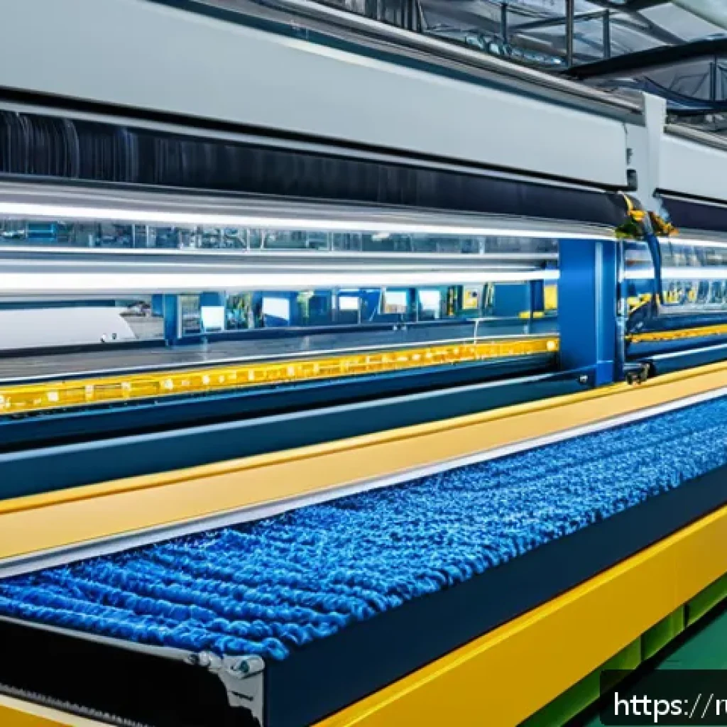 섬유기사와 글로벌 섬유산업 - A modern textile factory interior showcasing advanced technologies in fabric production: include aut...