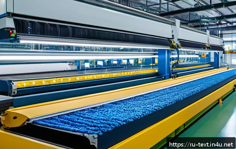 섬유기사와 글로벌 섬유산업 - A modern textile factory interior showcasing advanced technologies in fabric production: include aut...