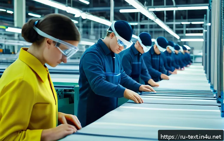 섬유기사와 관련 직종의 연봉 수준 - A modern Russian textile factory interior showcasing automated production lines with advanced machin...