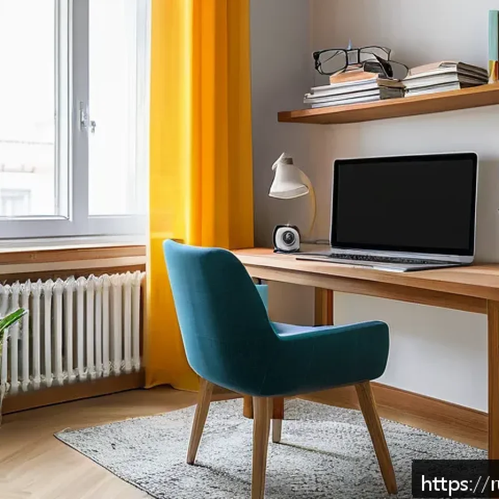 섬유기사 필기시험의 준비 전략 - A cozy, well-organized study space in a modern Russian apartment, featuring a sturdy wooden desk wit...