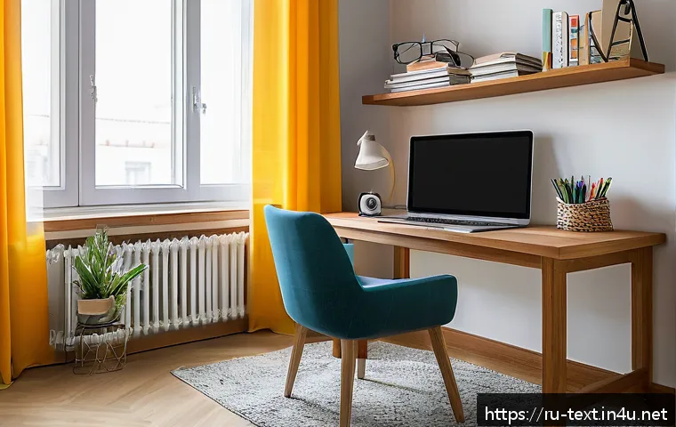 섬유기사 필기시험의 준비 전략 - A cozy, well-organized study space in a modern Russian apartment, featuring a sturdy wooden desk wit...