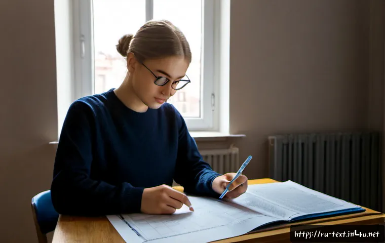 Home 17 섬유기사 필기시험의 어려운 문제 대처법 - Photorealistic Russian textile engineering student at a neat desk in a quiet Moscow-style apartment ...